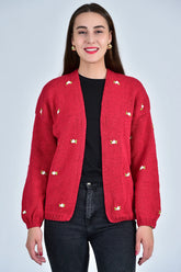 WINTER BLOOM WHITE ROSE Cotton Cardigan